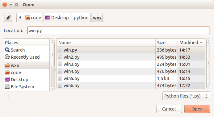 wxPython 開啟檔案對話方塊