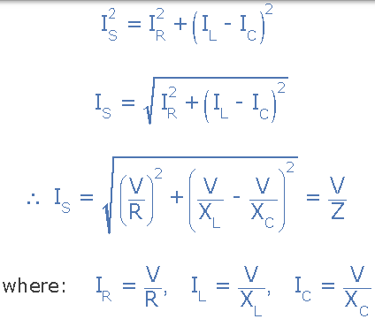 并联 RLC 电路的当前三角形 并联 RLC 电路的当前三角形