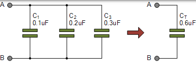 並聯電路中連線的電容器 電容器並聯連線