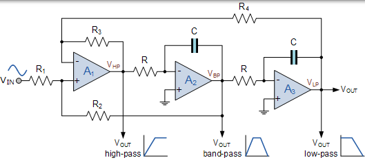 状态可变滤波器电路 状态变量滤波电路