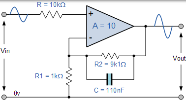 同相放大器低通濾波器電路 同相放大器低通濾波器電路