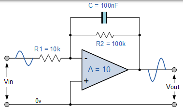 反相放大器低通濾波器電路 反相放大器低通濾波器電路